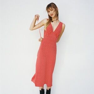 Realisation Par Red Polka Dot Midi Dress